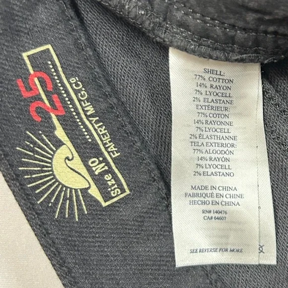 Faherty Pants Womens 25 Washed Black Slim Straight High Rise Stretch Cotton - Picture 4 of 7